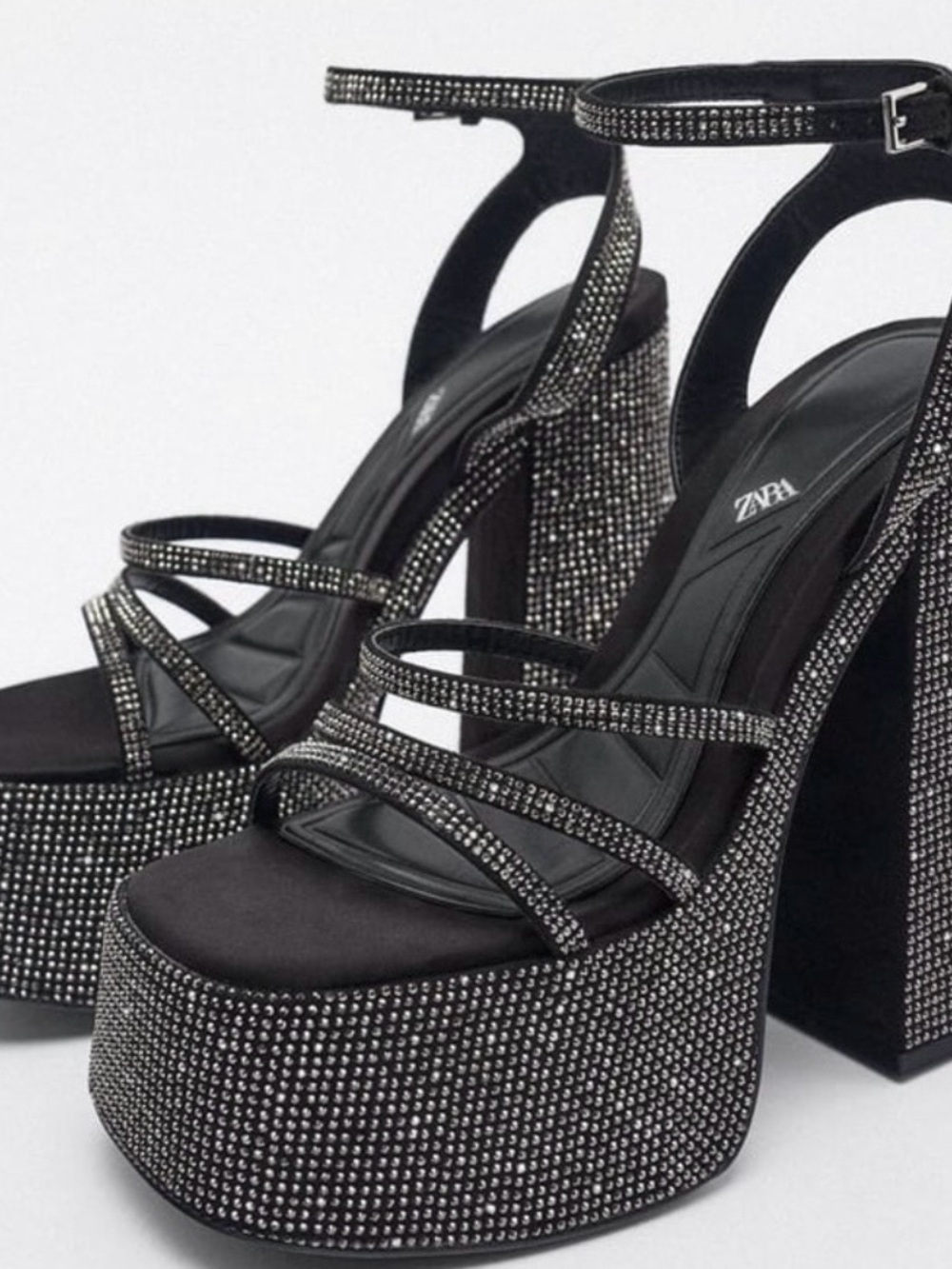 Black Rhinestone Platform Sandals, evening, party, evening, concert, Wedding